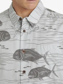 Fashion Quiksilver Waterman Dive Sites Woven Shirt Harbor Mist Dive Sites