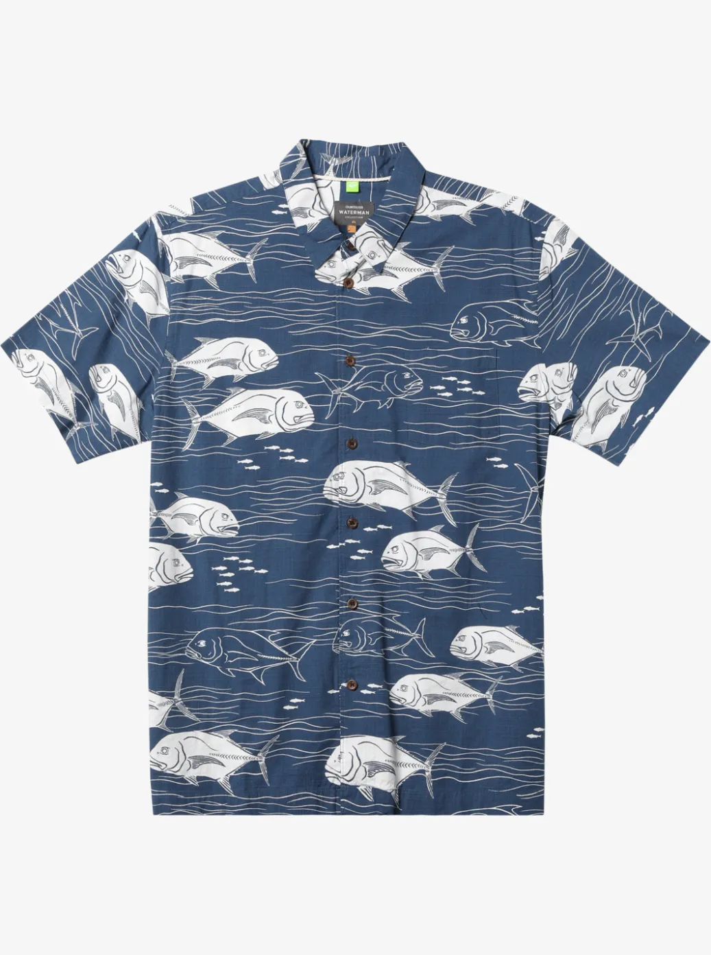 Cheap Quiksilver Waterman Dive Sites Woven Shirt Ensign Blue Dive Sites