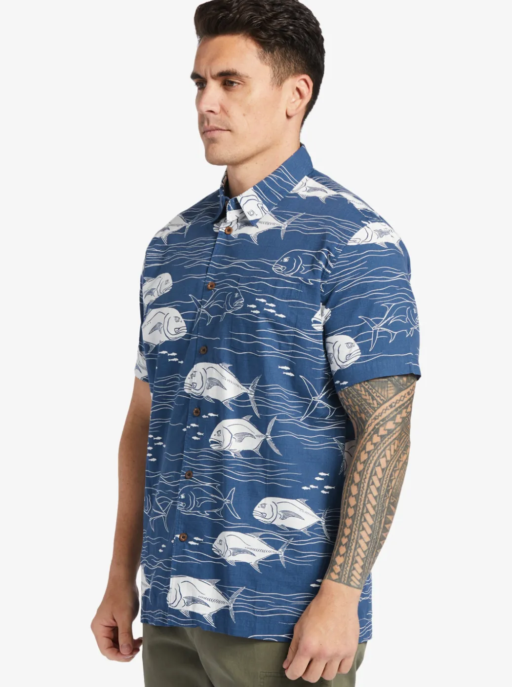 Cheap Quiksilver Waterman Dive Sites Woven Shirt Ensign Blue Dive Sites