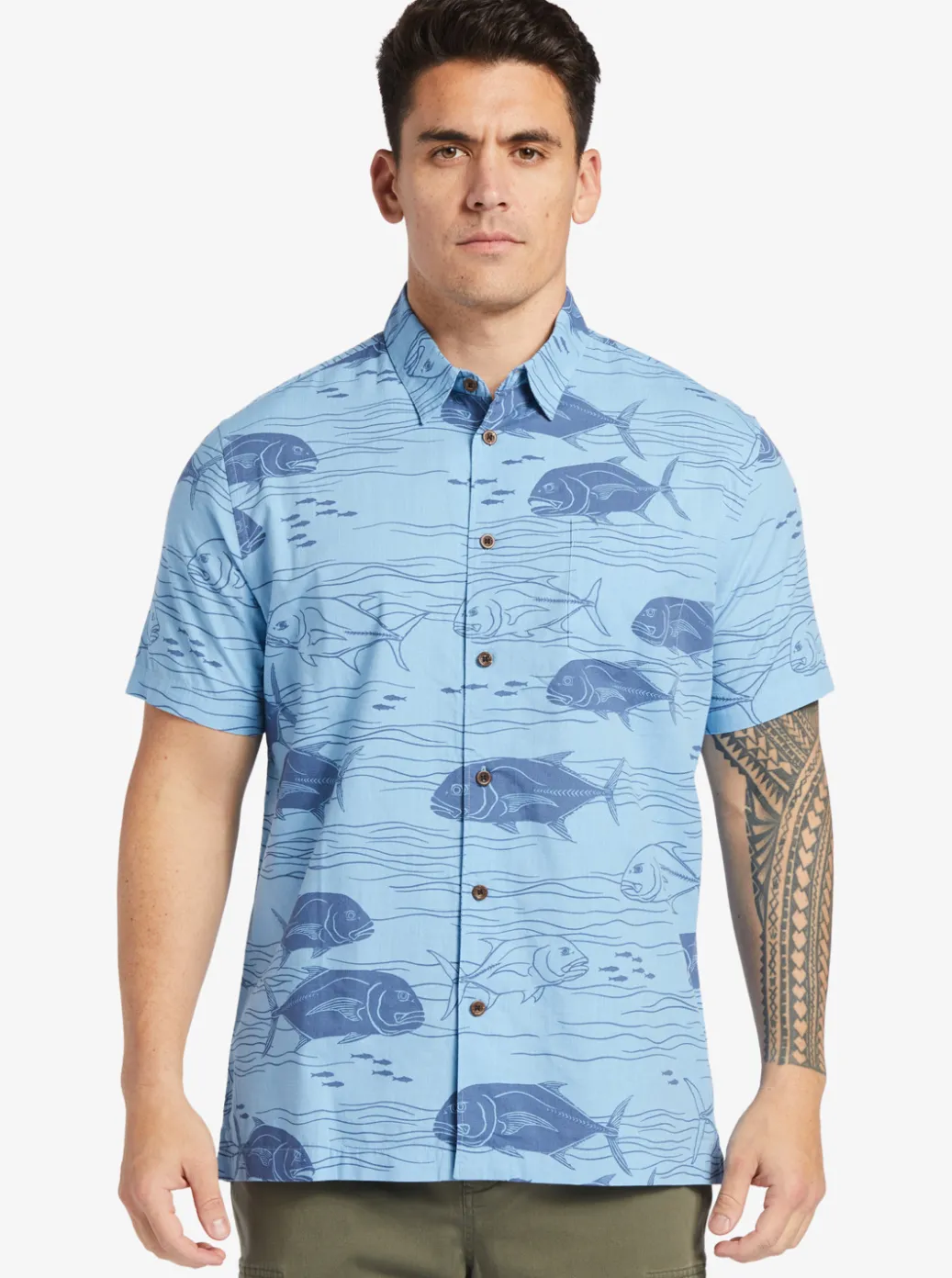 Cheap Quiksilver Waterman Dive Sites Woven Shirt Dusk Blue Dive Sites