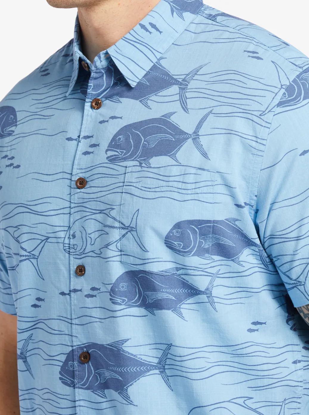 Cheap Quiksilver Waterman Dive Sites Woven Shirt Dusk Blue Dive Sites