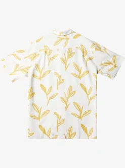 New Quiksilver Waterman Ginger Stalks Short Sleeve Shirt Oil Yellow Ginger Stalks