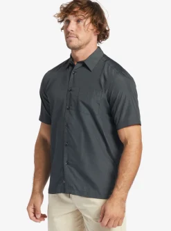 Flash Sale Quiksilver Waterman Kings Cliff Short Sleeve Shirt Black Kings Cliff