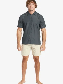 Flash Sale Quiksilver Waterman Kings Cliff Short Sleeve Shirt Black Kings Cliff