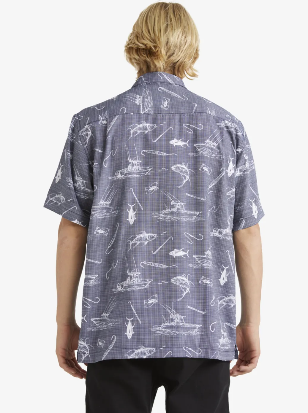 Fashion Quiksilver Waterman Line Spinner Short Sleeve Shirt Medieval Blue Line Spinner