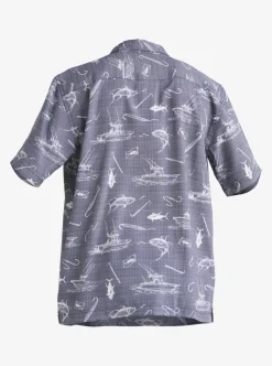 Fashion Quiksilver Waterman Line Spinner Short Sleeve Shirt Medieval Blue Line Spinner