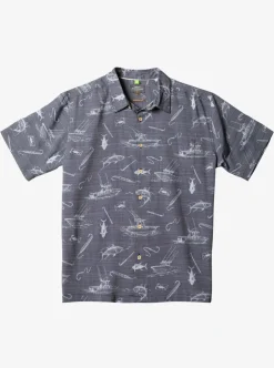 Sale Quiksilver Waterman Line Spinner Short Sleeve Shirt Black Line Spinner
