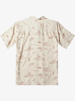 Best Quiksilver Waterman Line Spinner Short Sleeve Shirt Brown Rice Line Spinner