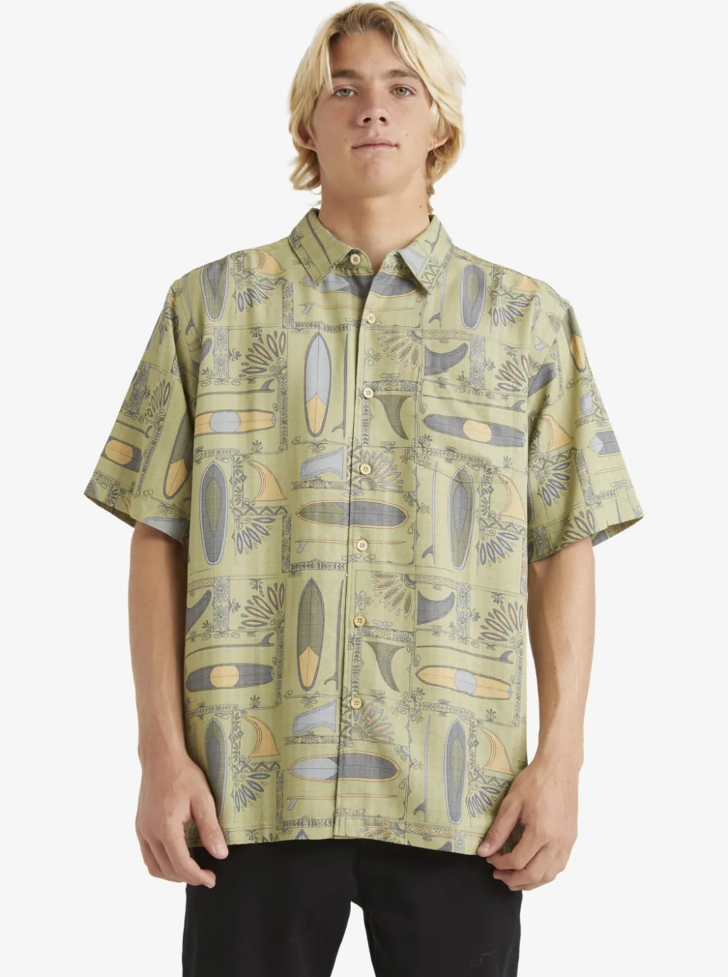 Best Sale Quiksilver Waterman Long Boards Woven Shirt Tea Longboards