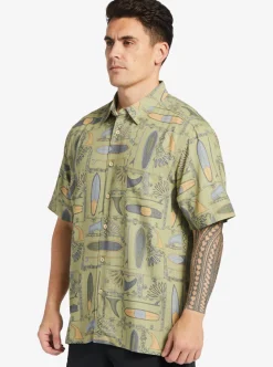 Best Sale Quiksilver Waterman Long Boards Woven Shirt Tea Longboards