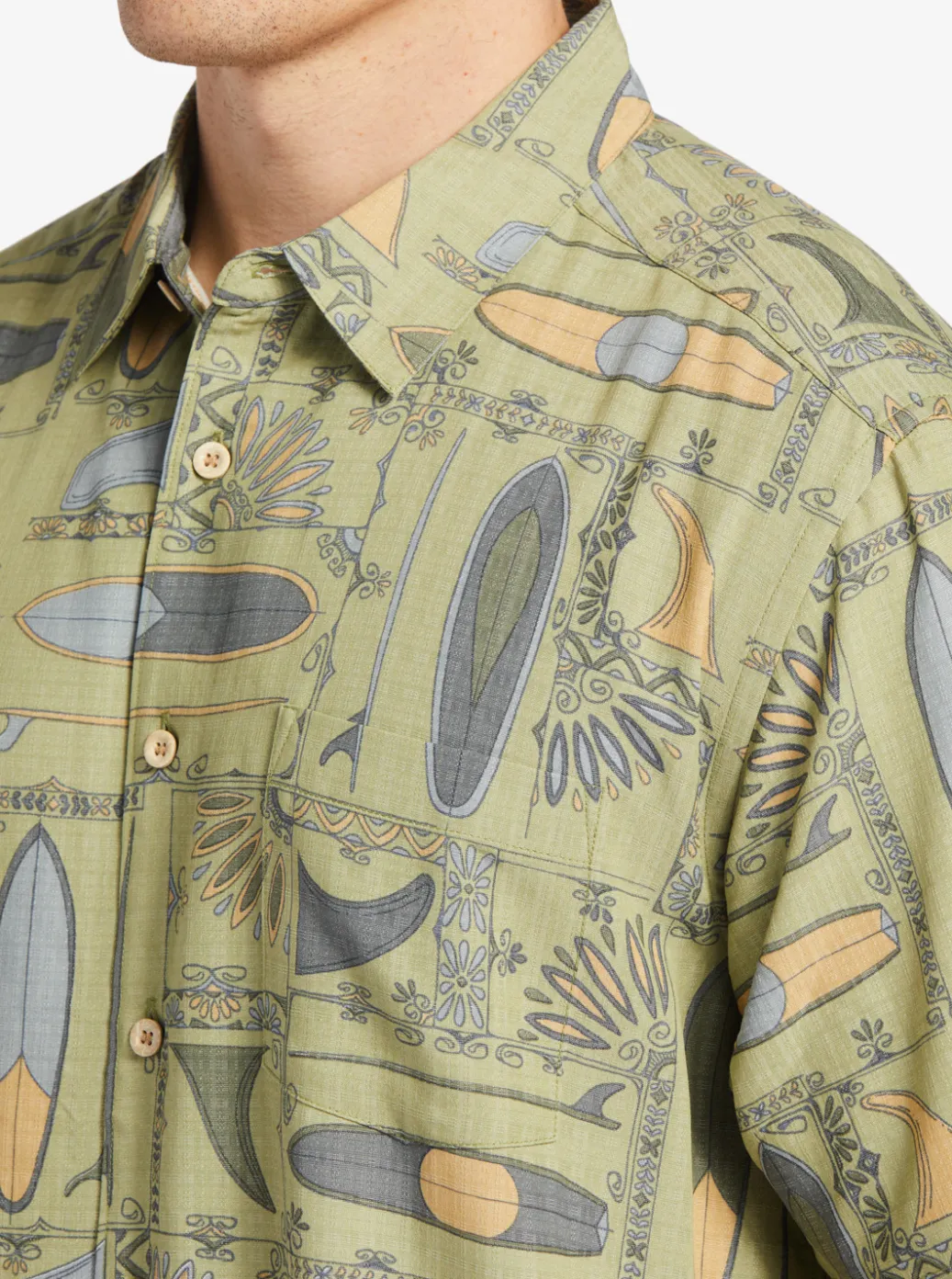 Best Sale Quiksilver Waterman Long Boards Woven Shirt Tea Longboards