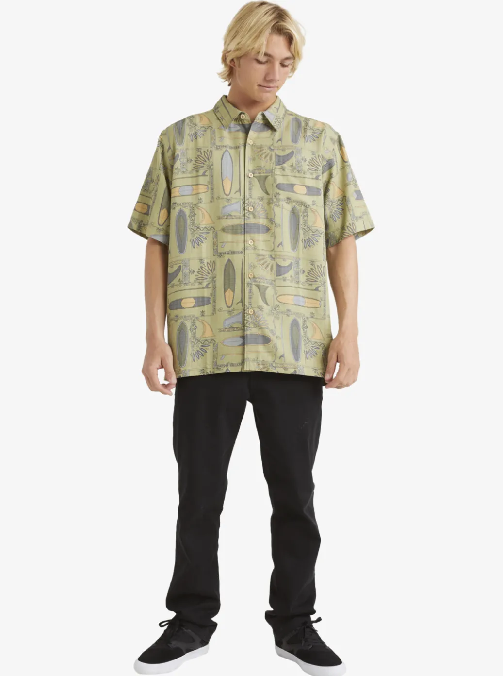 Best Sale Quiksilver Waterman Long Boards Woven Shirt Tea Longboards