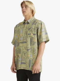 Best Sale Quiksilver Waterman Long Boards Woven Shirt Tea Longboards