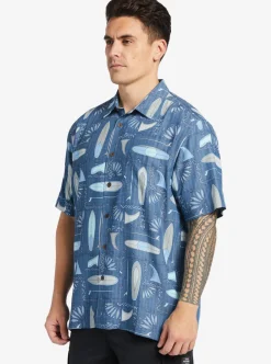 Cheap Quiksilver Waterman Long Boards Woven Shirt Longboards Ensign Blue