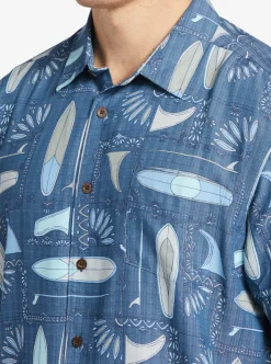 Cheap Quiksilver Waterman Long Boards Woven Shirt Longboards Ensign Blue