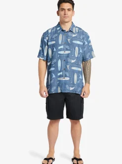Cheap Quiksilver Waterman Long Boards Woven Shirt Longboards Ensign Blue