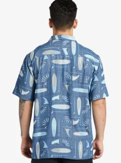 Cheap Quiksilver Waterman Long Boards Woven Shirt Longboards Ensign Blue