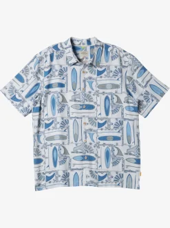 Clearance Quiksilver Waterman Long Boards Woven Shirt White Longboards