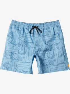 Discount Quiksilver Waterman Longboard Volley 17" Elastic Waist Shorts Dusk Blue Longboard