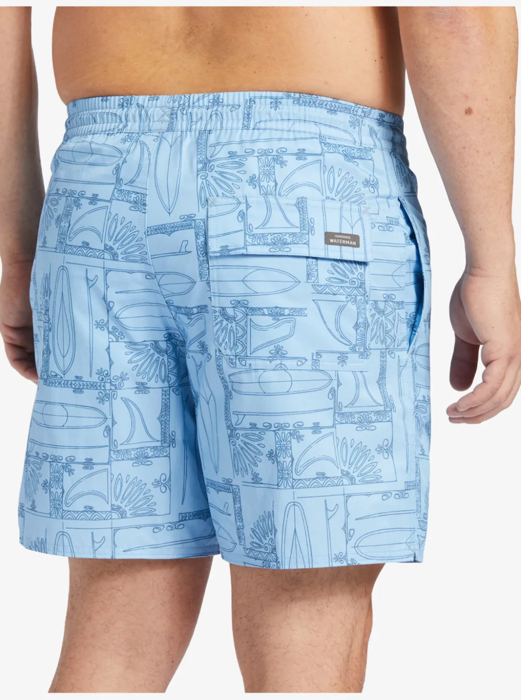 Discount Quiksilver Waterman Longboard Volley 17" Elastic Waist Shorts Dusk Blue Longboard