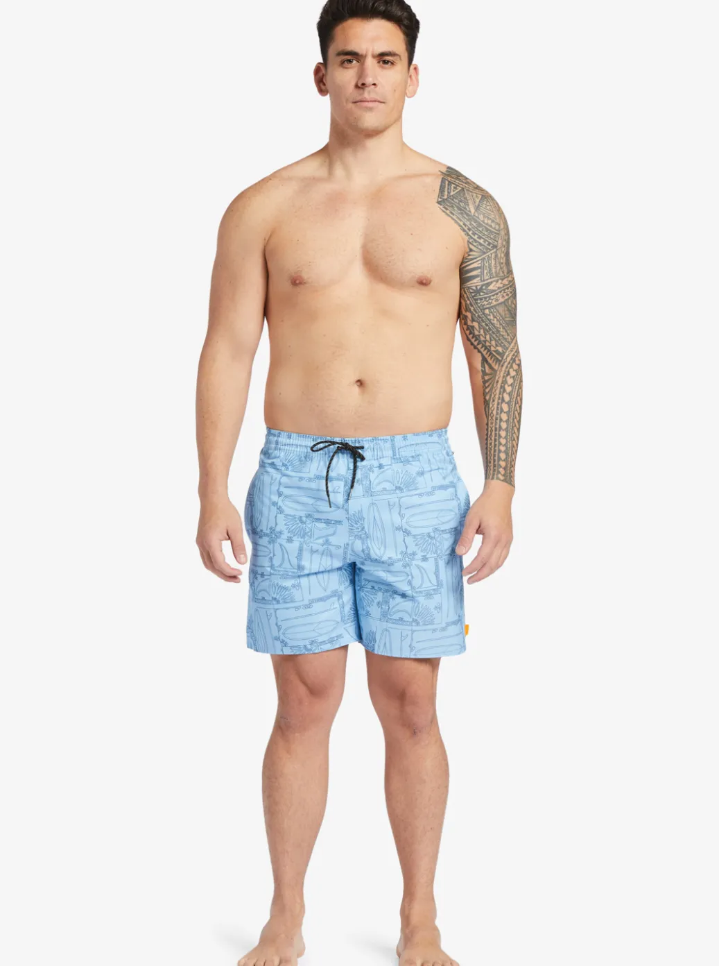 Discount Quiksilver Waterman Longboard Volley 17" Elastic Waist Shorts Dusk Blue Longboard