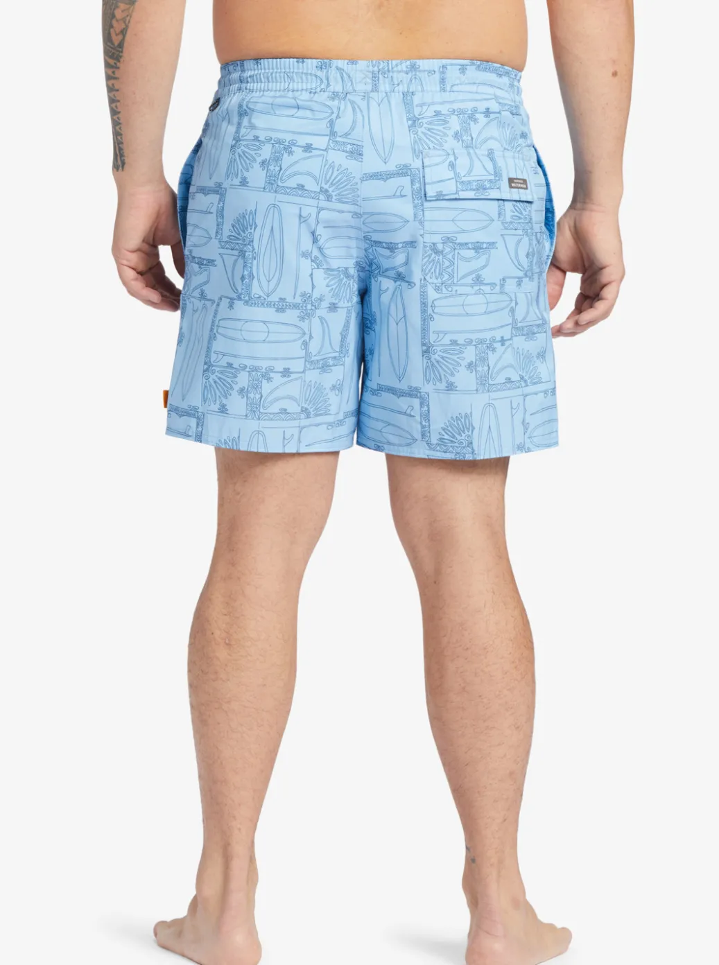 Discount Quiksilver Waterman Longboard Volley 17" Elastic Waist Shorts Dusk Blue Longboard