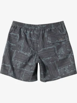 Discount Quiksilver Waterman Longboard Volley 17" Elastic Waist Shorts Black Longboard