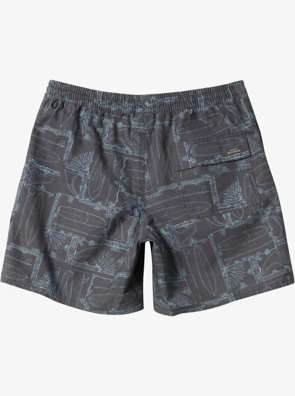 Discount Quiksilver Waterman Longboard Volley 17" Elastic Waist Shorts Black Longboard