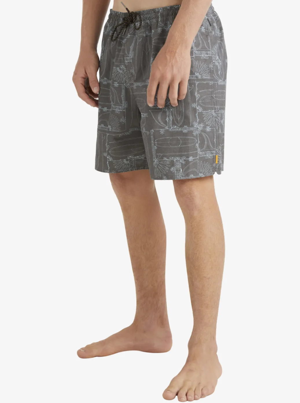 Discount Quiksilver Waterman Longboard Volley 17" Elastic Waist Shorts Black Longboard