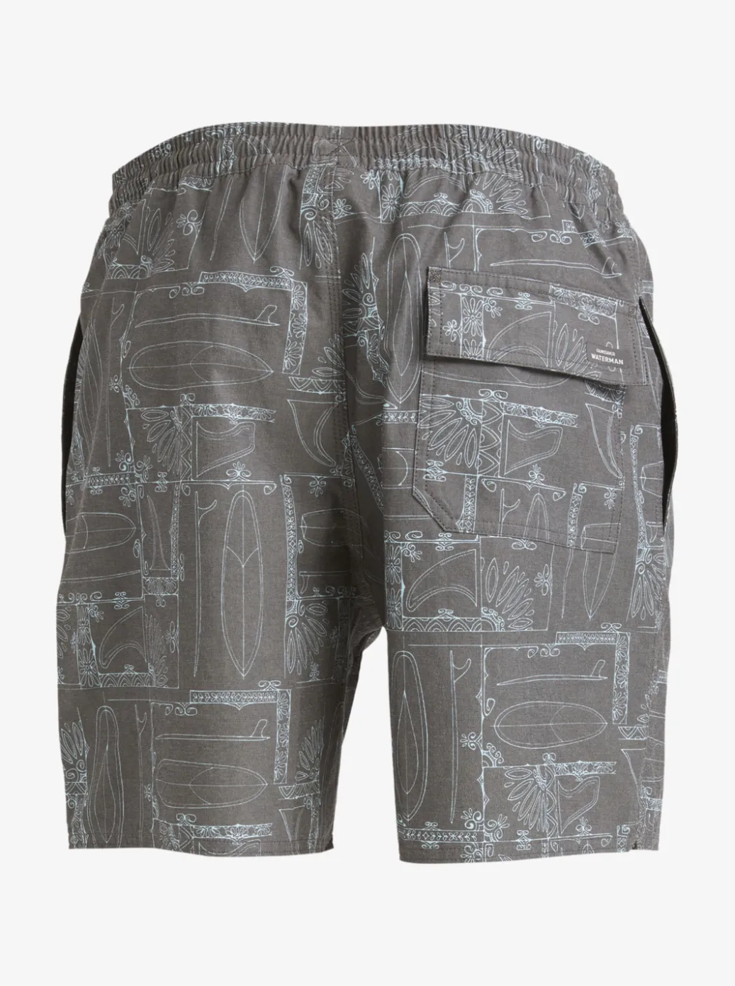 Discount Quiksilver Waterman Longboard Volley 17" Elastic Waist Shorts Black Longboard
