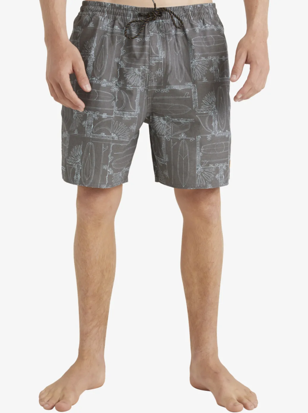 Discount Quiksilver Waterman Longboard Volley 17" Elastic Waist Shorts Black Longboard