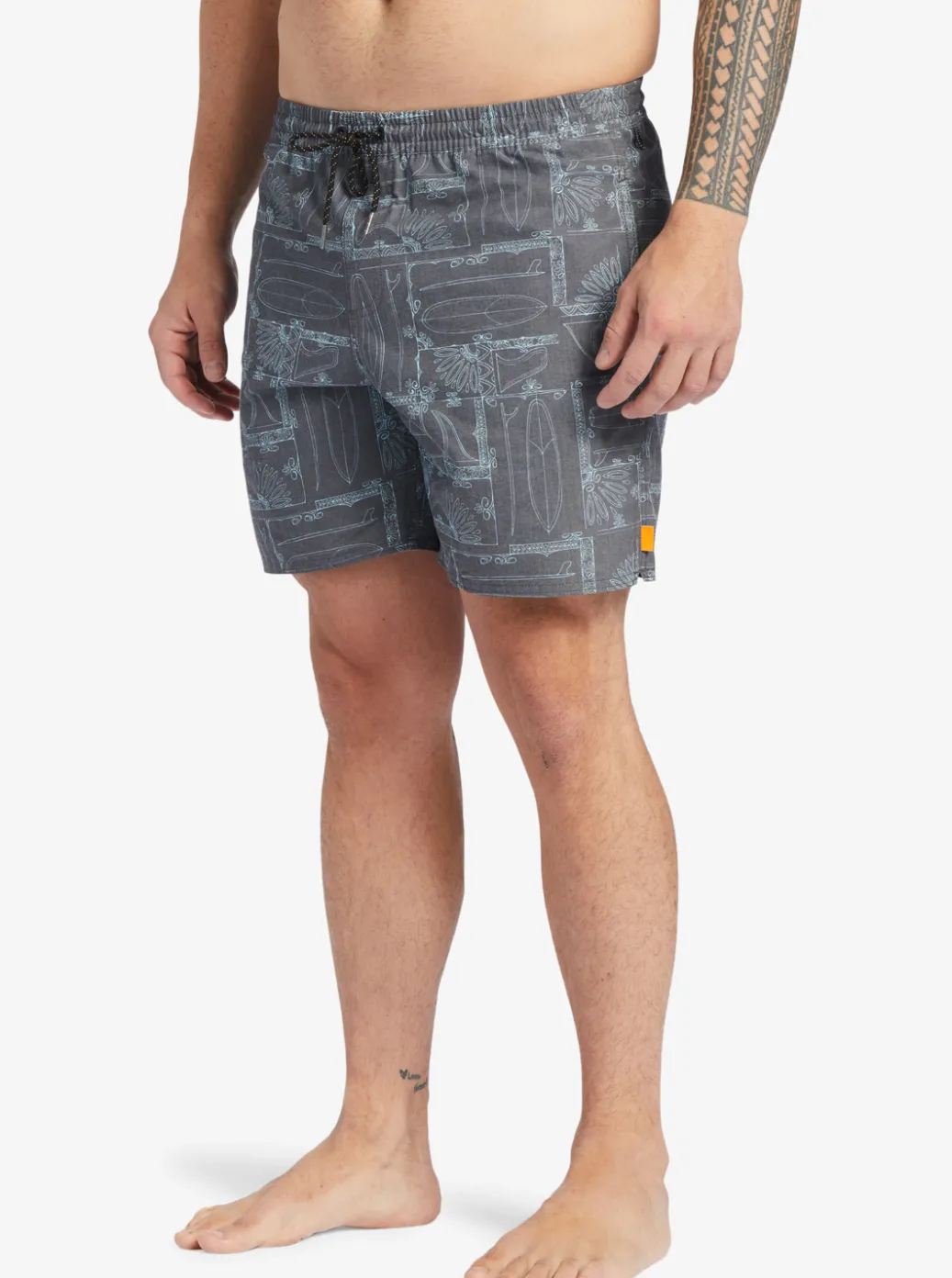 Discount Quiksilver Waterman Longboard Volley 17" Elastic Waist Shorts Black Longboard