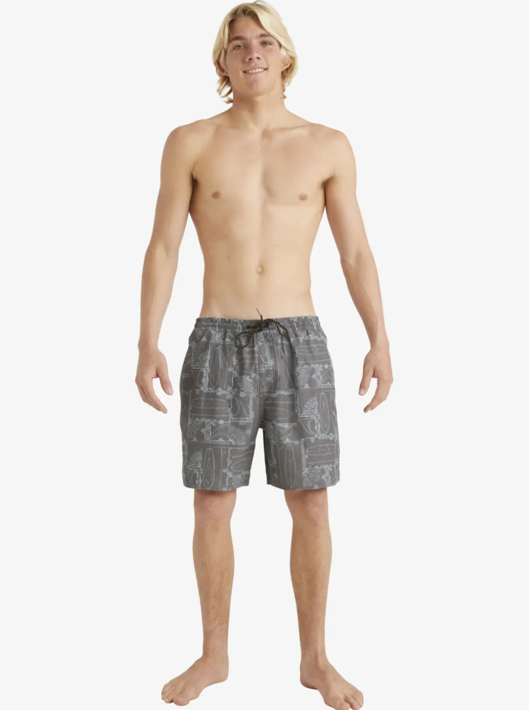 Discount Quiksilver Waterman Longboard Volley 17" Elastic Waist Shorts Black Longboard