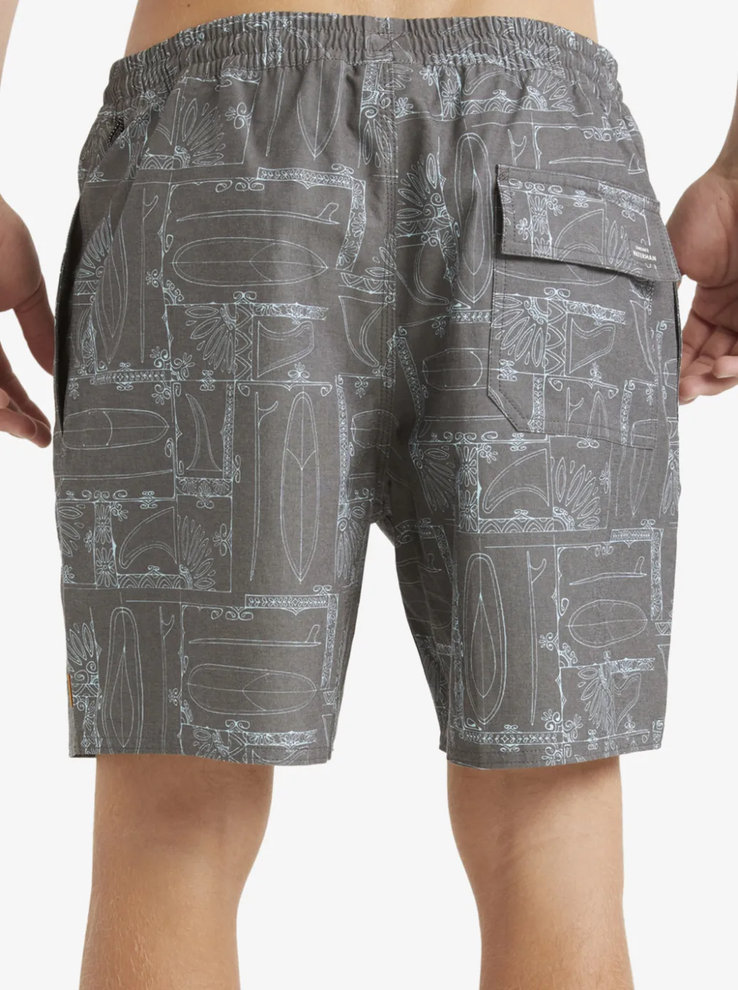 Discount Quiksilver Waterman Longboard Volley 17" Elastic Waist Shorts Black Longboard