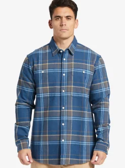 Discount Quiksilver Waterman Lower Ridge Flannel Long Sleeve Top Ensign Blue Lower Ridge