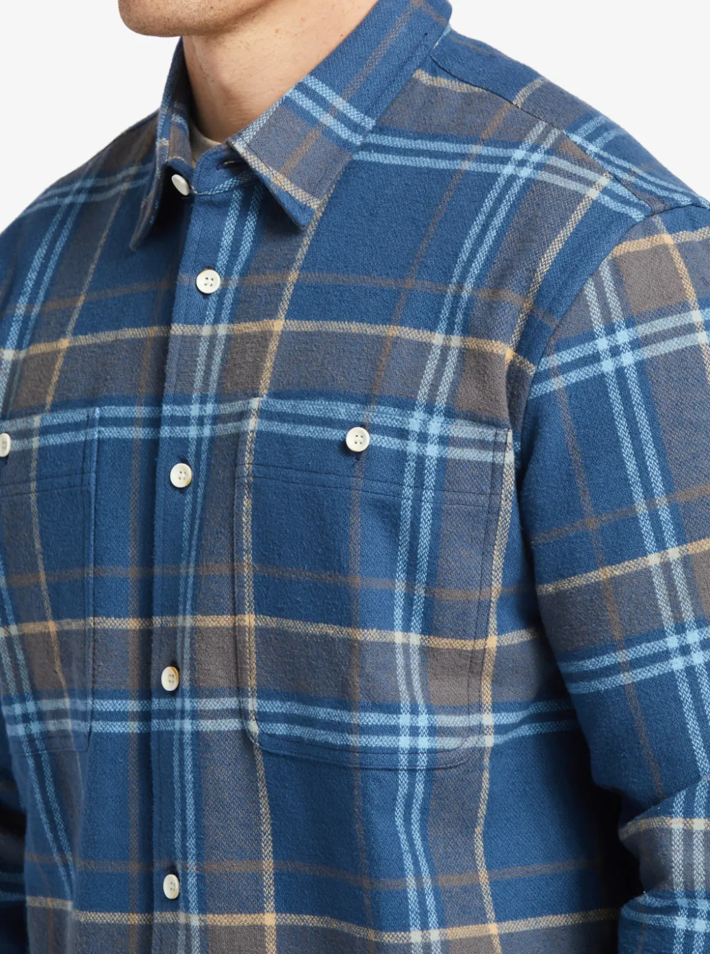 Discount Quiksilver Waterman Lower Ridge Flannel Long Sleeve Top Ensign Blue Lower Ridge