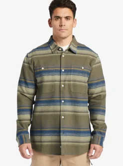 Cheap Quiksilver Waterman Lowest Tide Flannel Long Sleeve Top Dusty Olive Lowest Tide