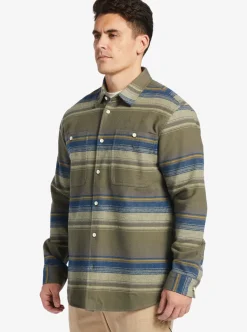 Cheap Quiksilver Waterman Lowest Tide Flannel Long Sleeve Top Dusty Olive Lowest Tide