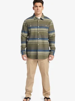Cheap Quiksilver Waterman Lowest Tide Flannel Long Sleeve Top Dusty Olive Lowest Tide