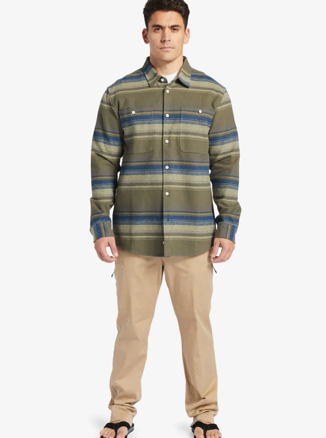 Cheap Quiksilver Waterman Lowest Tide Flannel Long Sleeve Top Dusty Olive Lowest Tide