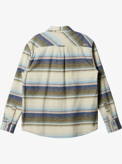 Sale Quiksilver Waterman Lowest Tide Flannel Long Sleeve Shirt Dusk Blue Lowest Tide