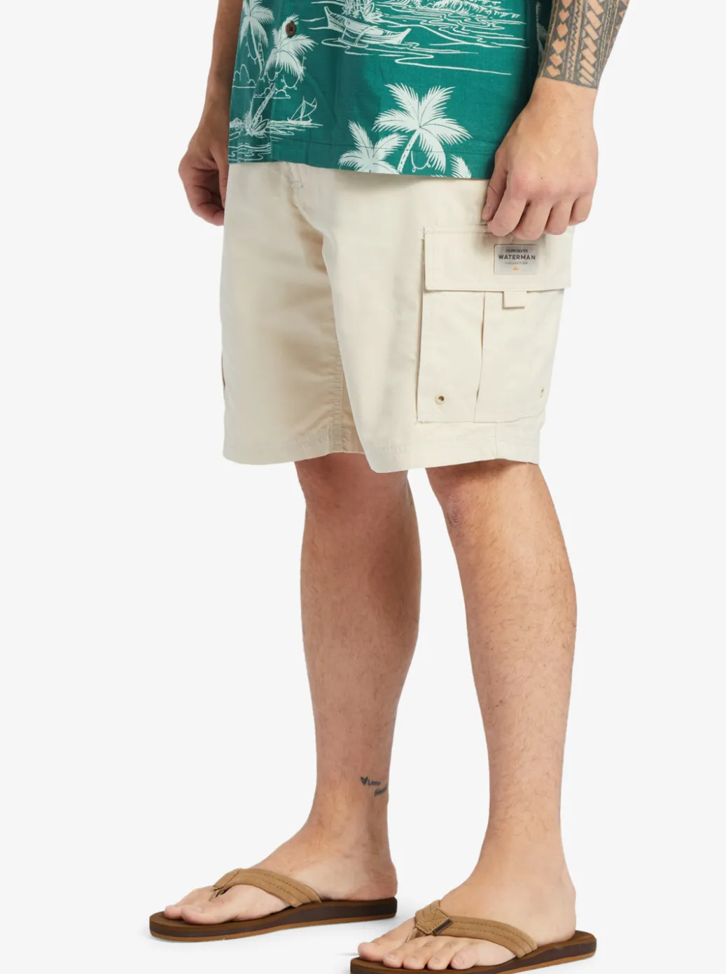 Discount Quiksilver Waterman Maldive Atoll Cargo 20" Shorts Brown Rice