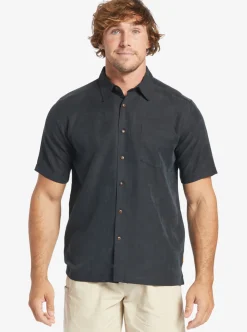 Fashion Quiksilver Waterman Manele Bay Short Sleeve Shirt Black