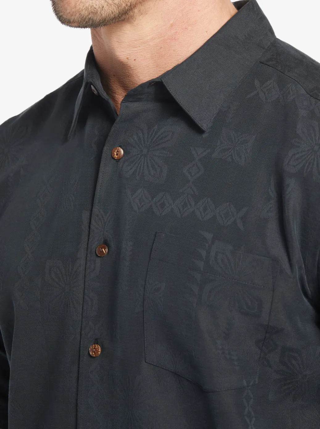Fashion Quiksilver Waterman Manele Bay Short Sleeve Shirt Black