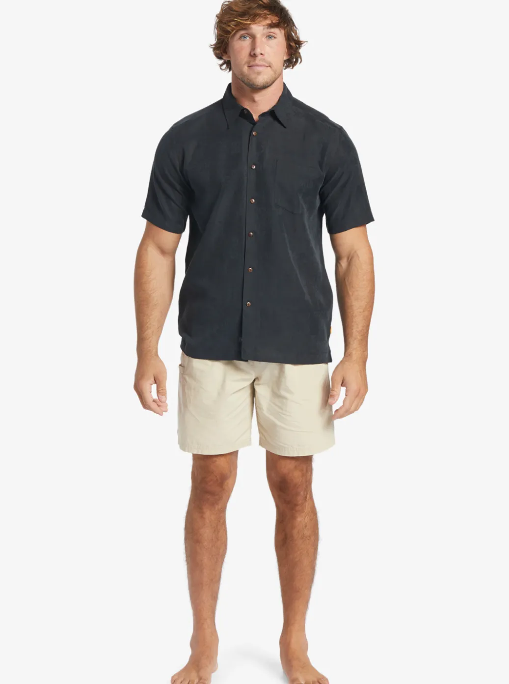 Fashion Quiksilver Waterman Manele Bay Short Sleeve Shirt Black