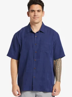 Cheap Quiksilver Waterman Manele Bay Short Sleeve Shirt Medieval Blue
