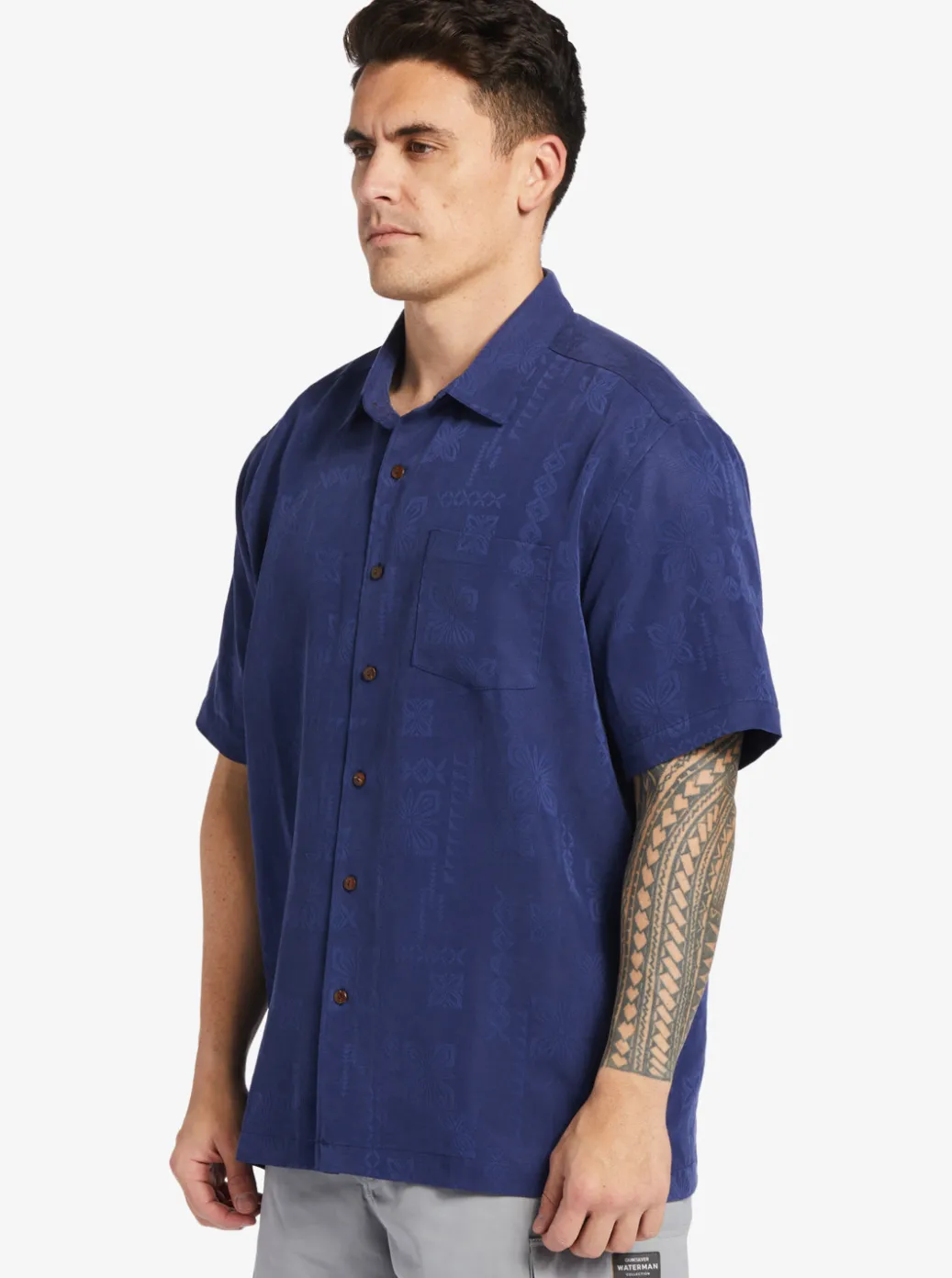 Cheap Quiksilver Waterman Manele Bay Short Sleeve Shirt Medieval Blue