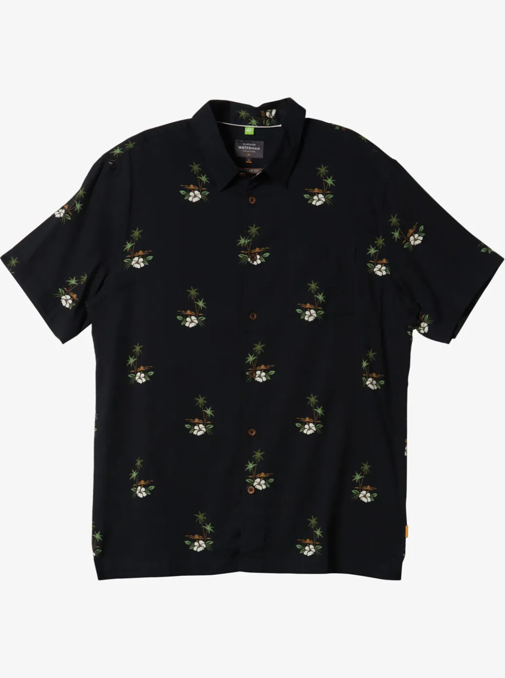 Best Sale Quiksilver Waterman Micronesia Woven Shirt Micronesia Dusk Black