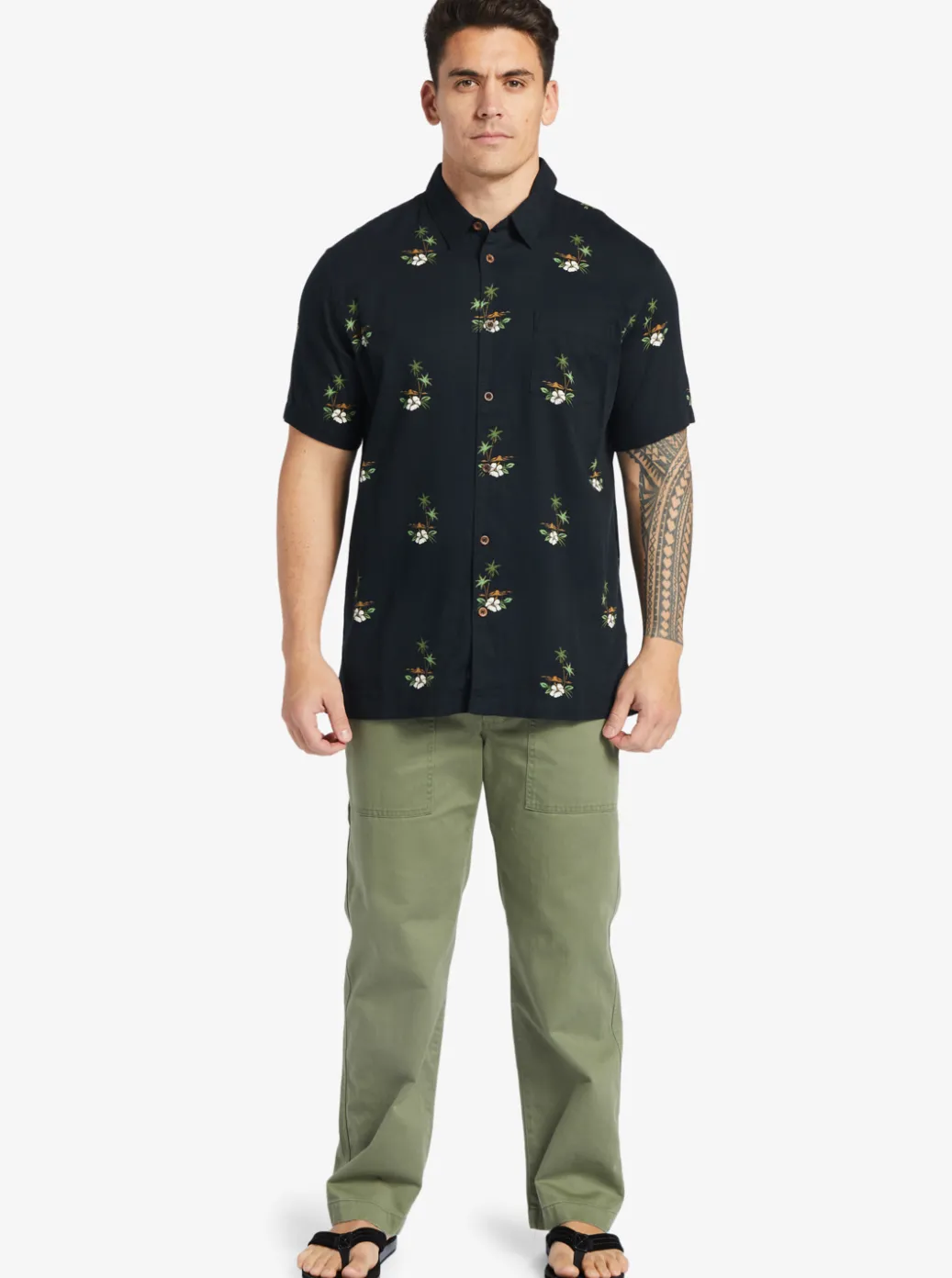Best Sale Quiksilver Waterman Micronesia Woven Shirt Micronesia Dusk Black