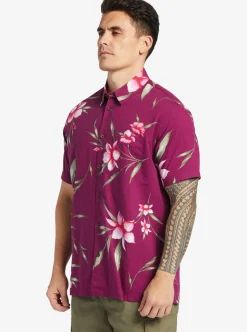 Outlet Quiksilver Waterman Night Bloomer Woven Shirt Magenta Night Bloomer